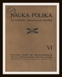 Okładka "Nauki Polskiej" 1927 r.